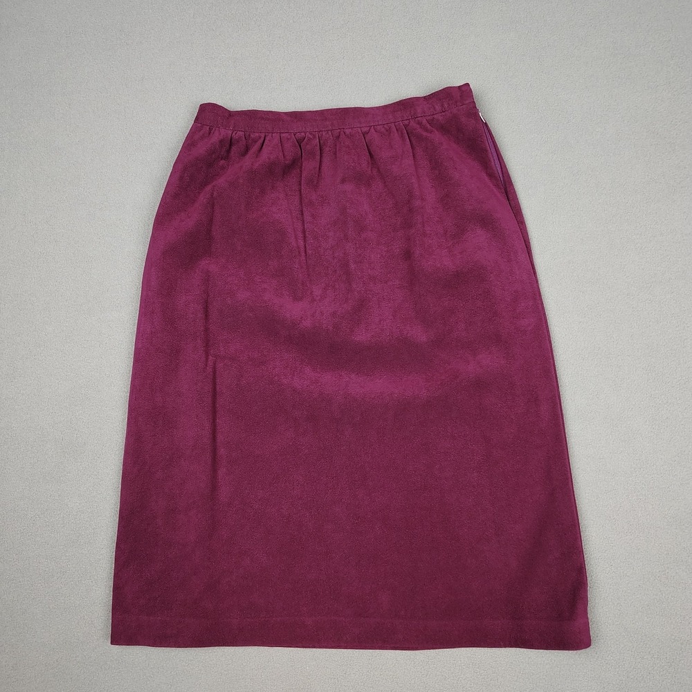 Vintage Faux Suede Leather Skirt‎ Women Small 4 Plum Over Knee Boho Cowgirl USA